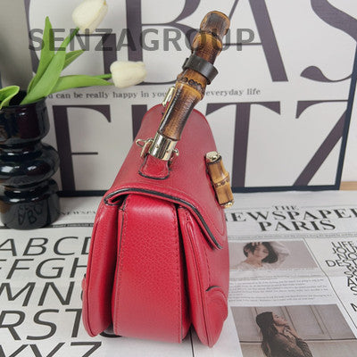 Gucci Bamboo 1947 Red Gold Shoulder Bag Classic Women's