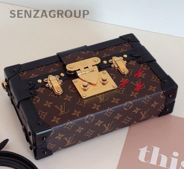 Louis Vuitton Petite Malle Monogram Box Shoulder Bag Crossbody Brown Women