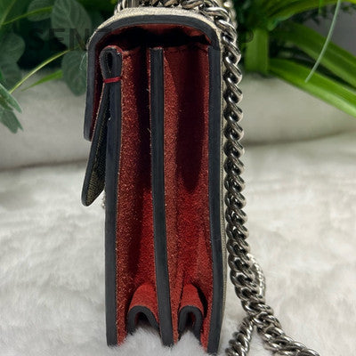 Gucci Dionysus GG Supreme Medium Shoulder Bag Beige Red Silver