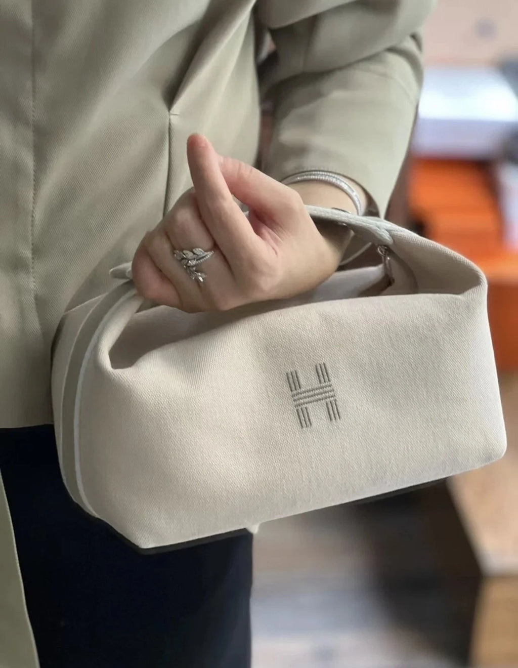 Hermes Canvas Beige Bride a Brac Large Shoulder Bag For Women