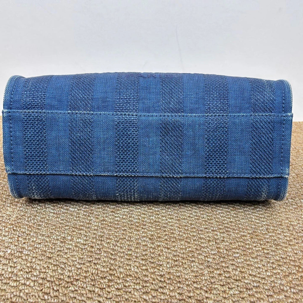 Chanel Beach Bag Chain Shoulder Bag Blue Silver Used Women Classic