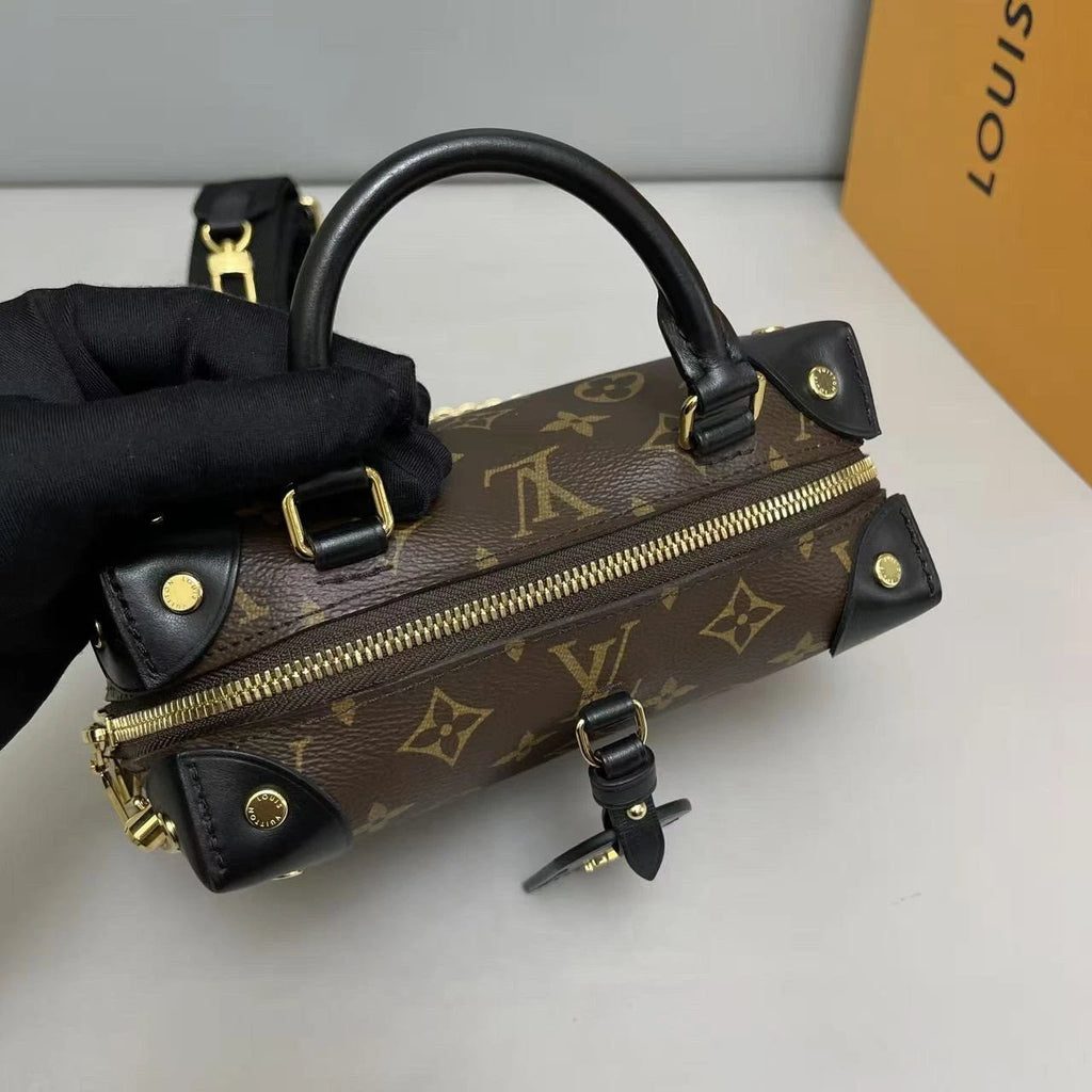 Louis Vuitton Malle Souple Monogram Top Handle Crossbody Brown Gold Women