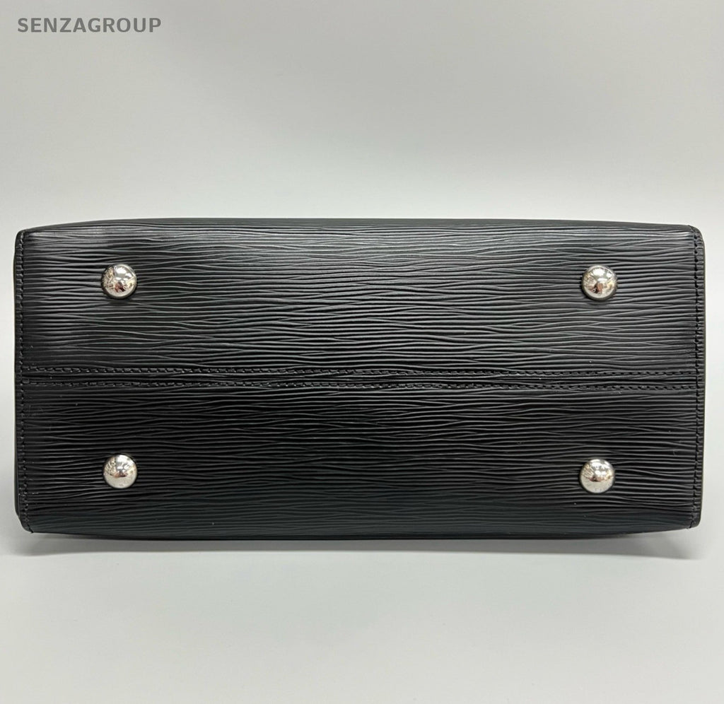 Louis Vuitton Grenelle MM Epi Top Handle Bag Crossbody Black Silver Women
