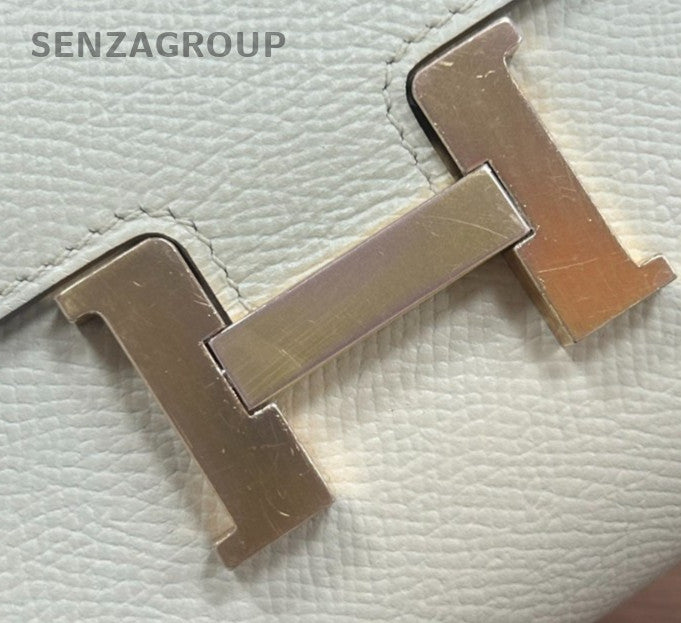 Hermes Constance Epsom Leather Long Wallet White Gold Used Women Classic