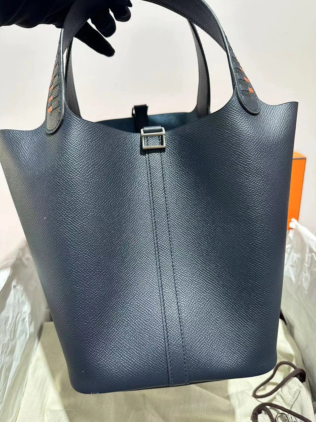 Hermes Ink Blue Epsom Leather Picotin22 Bucket Bag For Women