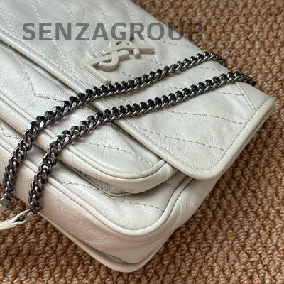 Saint Laurent YSL Niki Small Silver Chain Crossbody Bag Women