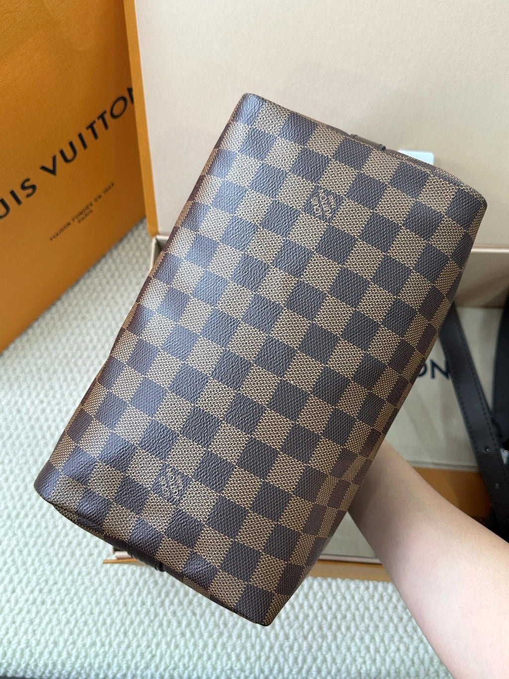 Louis Vuitton Speedy25 Canvas Brown Shoulder Bag Handbag Excellent