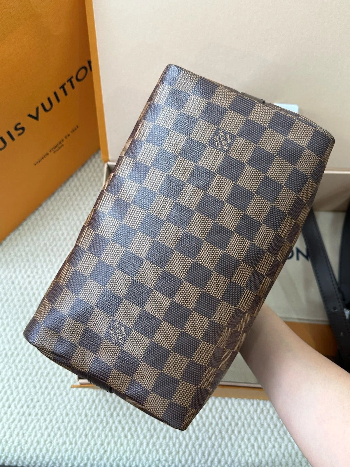 Louis Vuitton Speedy25 Canvas Brown Shoulder Bag Handbag Excellent