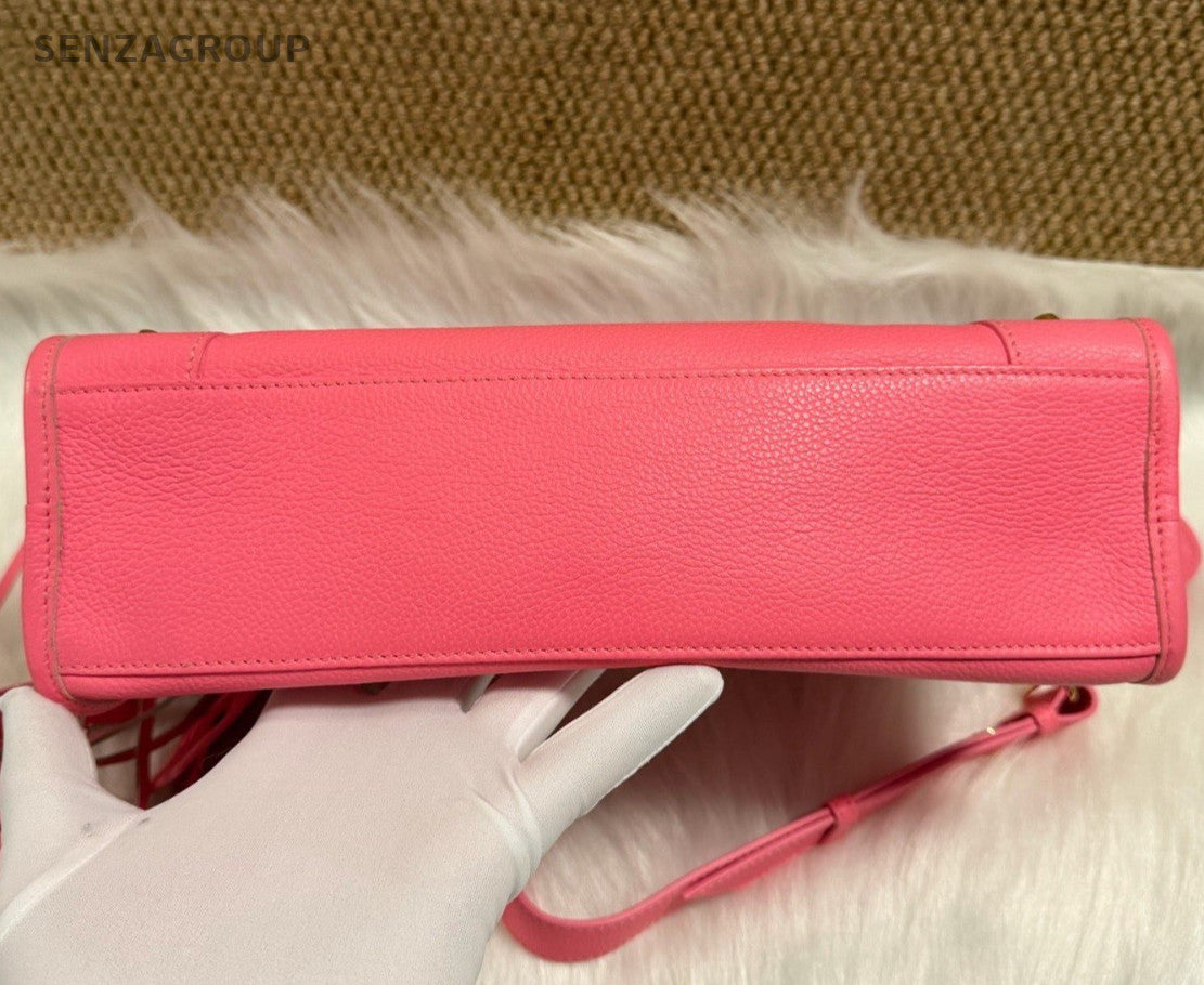 Balenciaga Motorcycle Bag PM Top Handle Bag Crossbody Pink Gold Women Classic