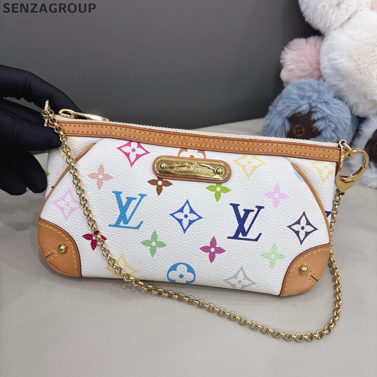 Louis Vuitton Monogram Chain Shoulder Bag White Multicolor Women Classic