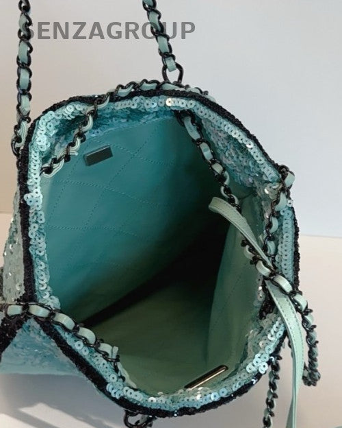 Chanel 24S Tote Chain Shoulder Bag Green Black  Women Classic