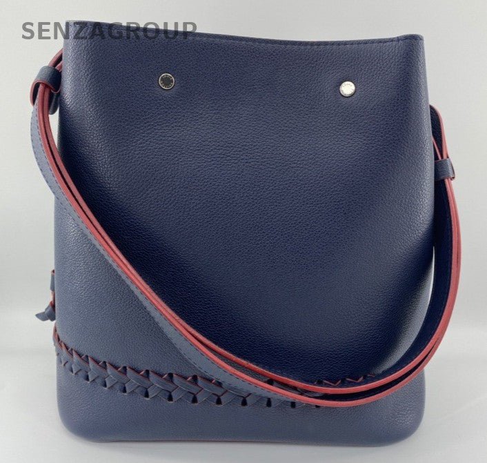 Louis Vuitton Neo Bucket Calfskin Shoulder Bag Blue Red Silver Women Classic