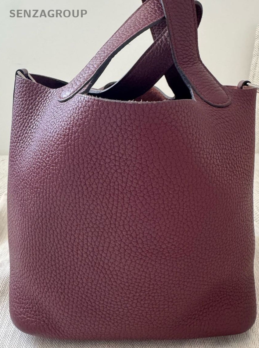 Hermes Picotin Lock Silver Hardware Tote Bag Red Used Women Classic Designer