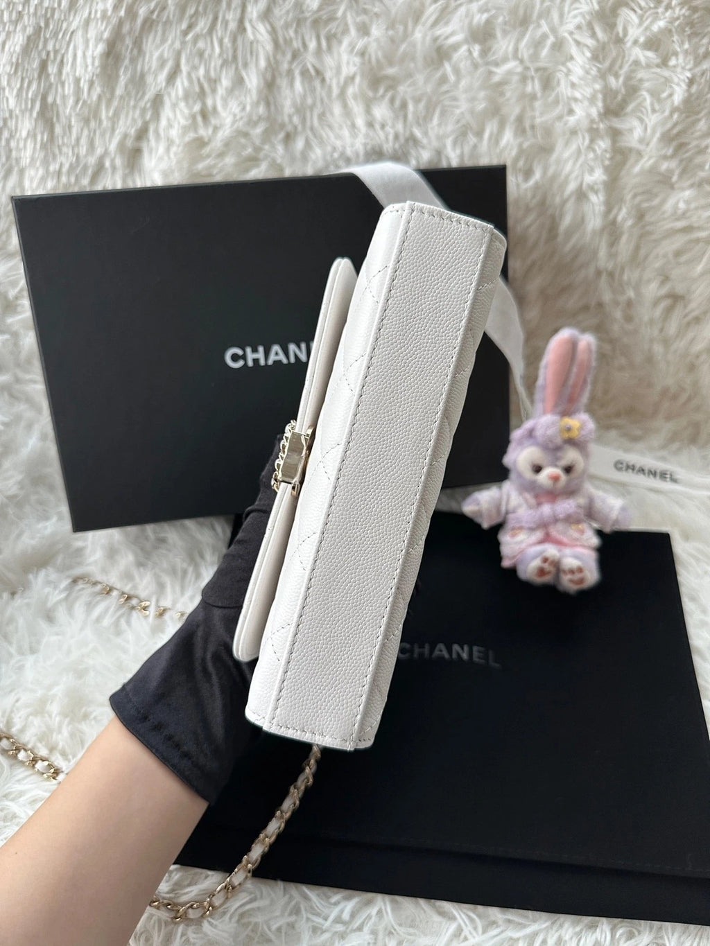 CHANEL White Leather Top Handle Kelly Handbag For Women