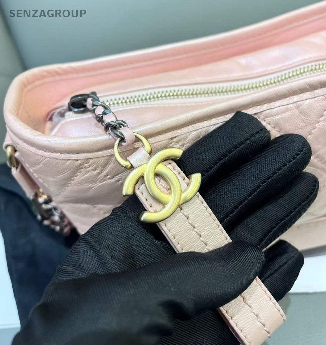 Chanel Gabrielle PM Leather Hobo Bag Shoulder Crossbody Bag Women Pink