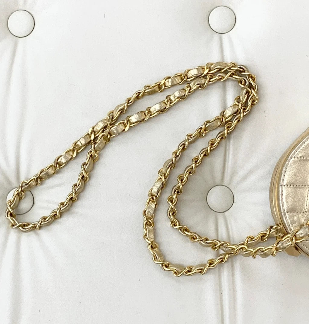 CHANEL Vintage Calfskin Gold Shoulder Bag Crossbody Bag Women S