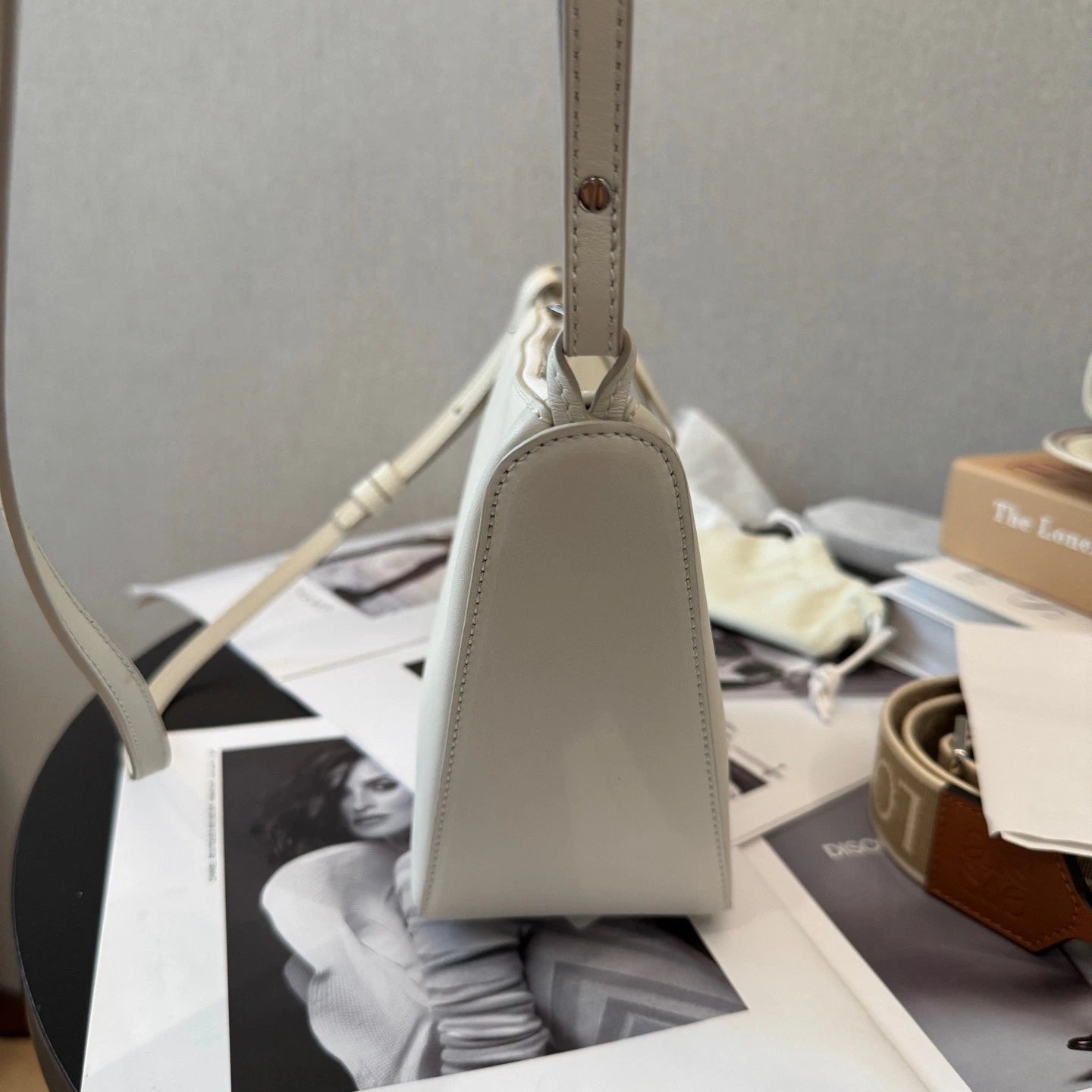 Excellent Loewe Hammock Hobo Mini White Handbag Crossbody Silver Hardware