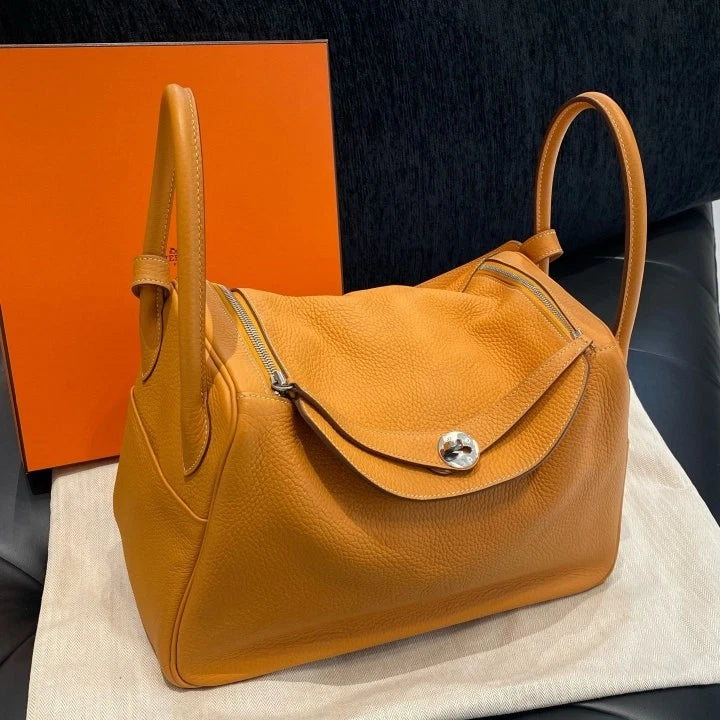 Hermes Lindy34 Top Handle Bag Shoulder Bag Brown Silver Women Classic D