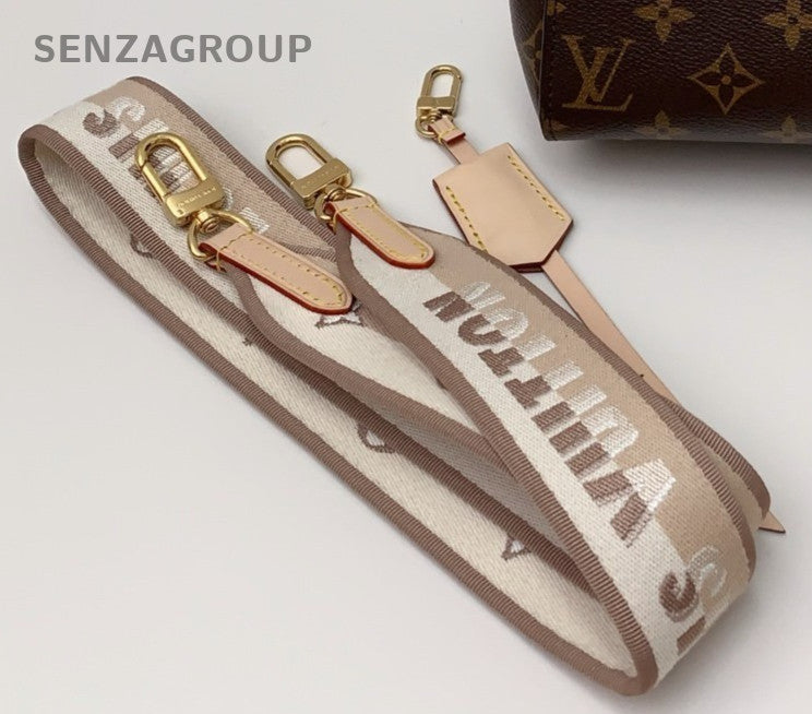 Louis Vuitton Cluny BB Monogram Canvas Top Handle Bag Brown Gold Women Classic