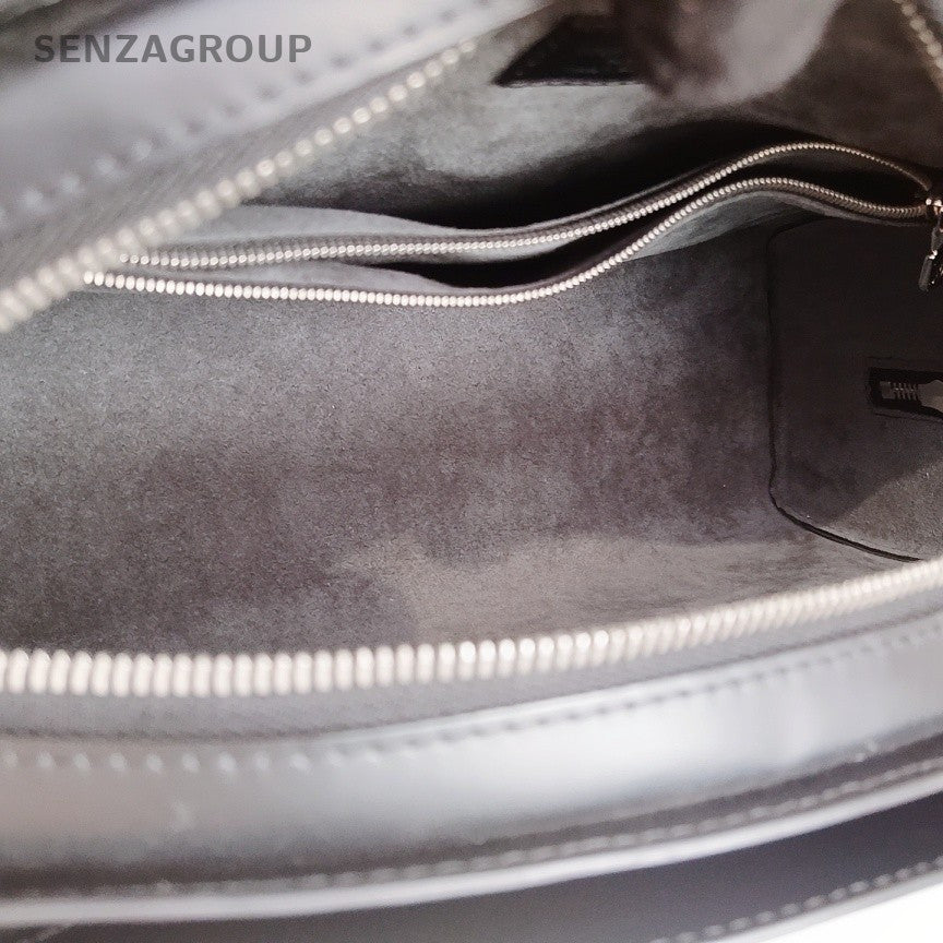 Louis Vuitton Epi Top Handle Bag Black Silver Used Women Classic