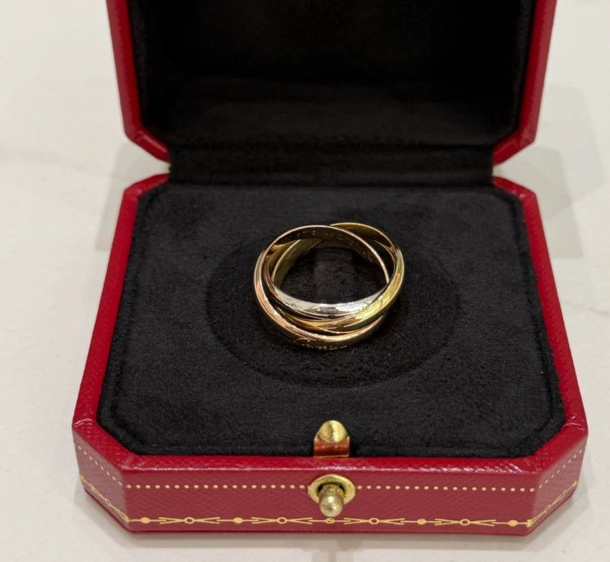 Cartier Trinity Ring Classic 18K Tri-Color Gold Band EU57/US8