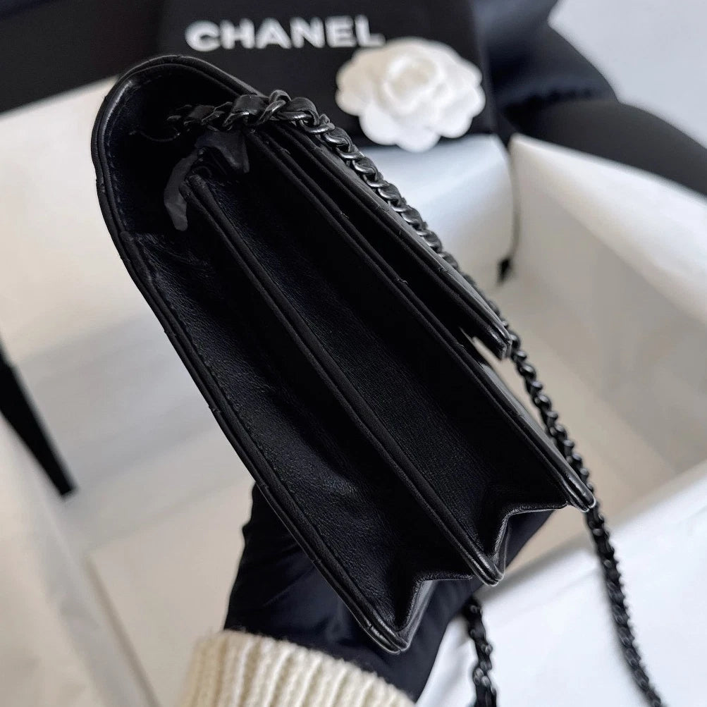 Chanel 2.55 WOC Calfskin Chain Shoulder Crossbody So Black Women Classic
