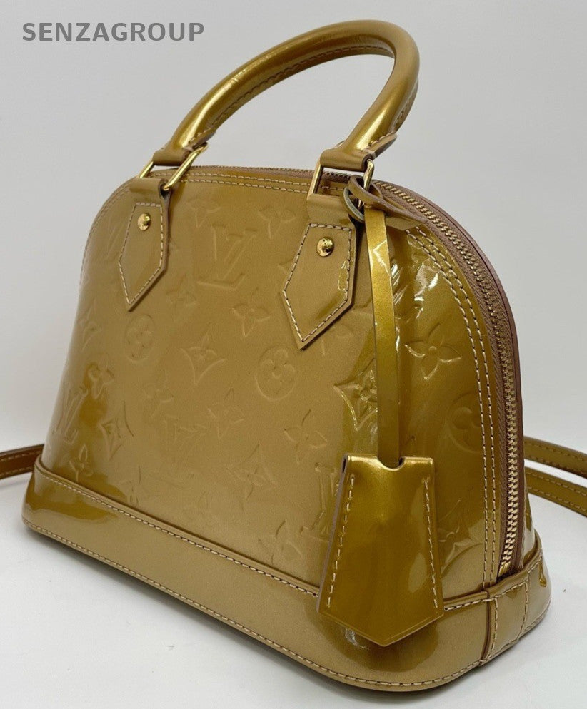 Louis Vuitton Alma Top Handle Shoulder Crossbody Bag Gold Yellow Women