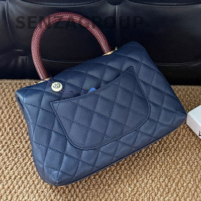 Chanel Coco Handle Blue Gold Quilted Chain Crossbody Bag Classic