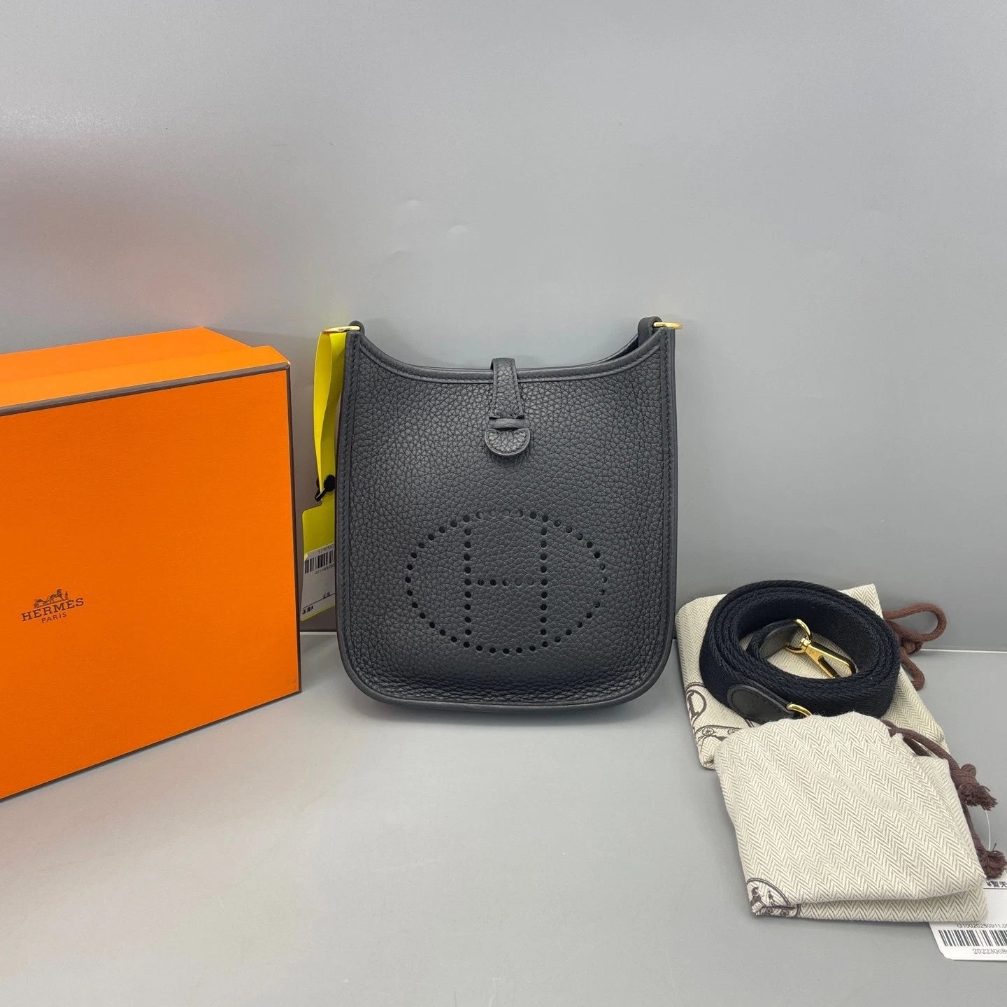 Hermes Evelyne Mini Crossbody Bag Black Gold For Women