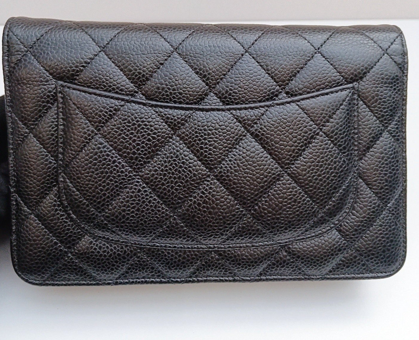 Chanel WOC Chain Shoulder Bag Crossbody Gold Black Used Women Diamond Classic