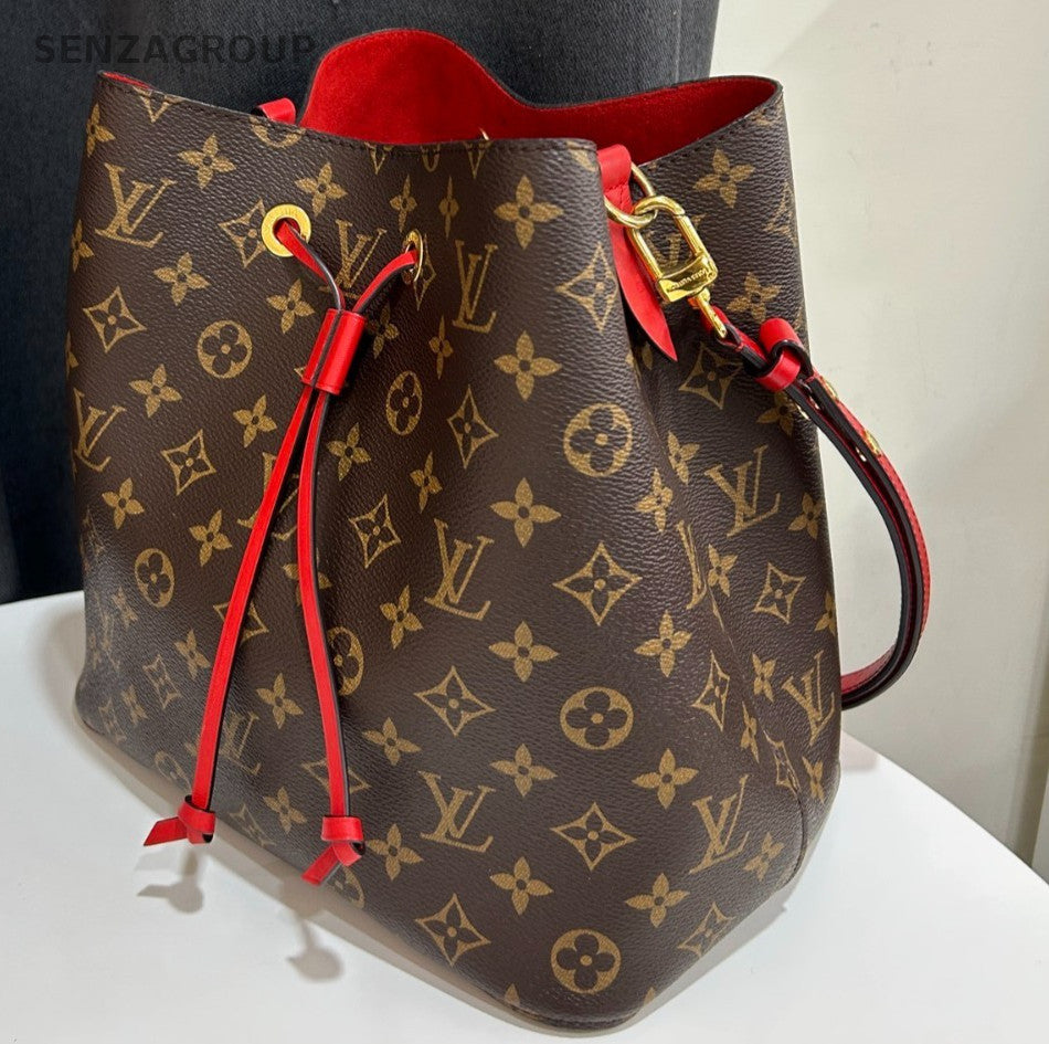 LOUIS VUITTON NeoNoe Monogram Bucket Drawstring Shoulder bag Women Red Crossbody