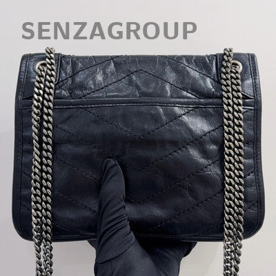 Saint Laurent YSL Niki Baby Chain Shoulder Bag Black Silver Small