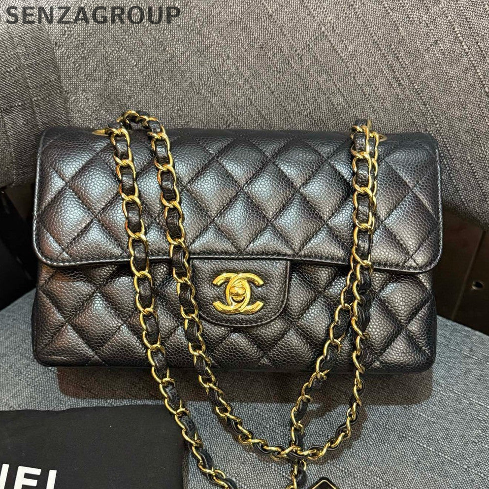 Chanel Black Gold CF Small Quilted Chain Shoulder Bag