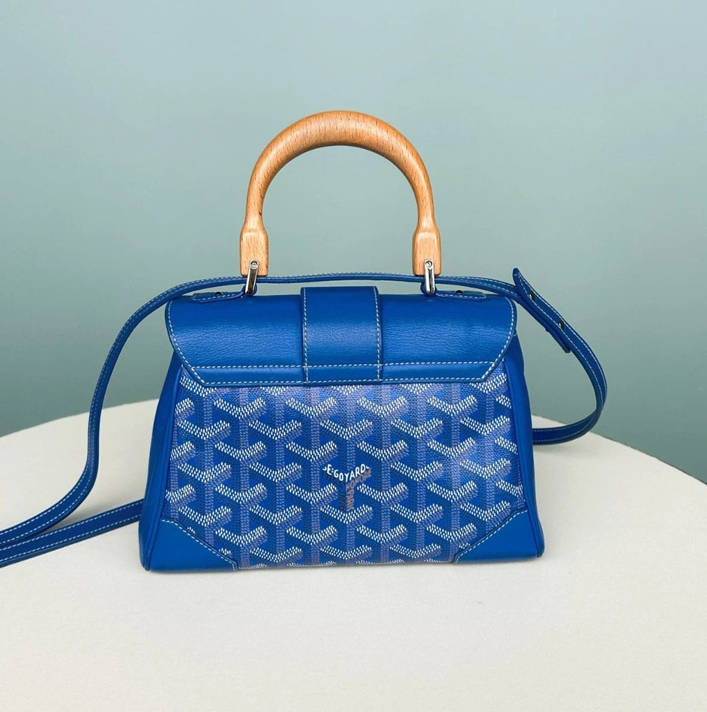 Goyard Saigon Crossbody Bag Top Handle Bag Blue Excellent