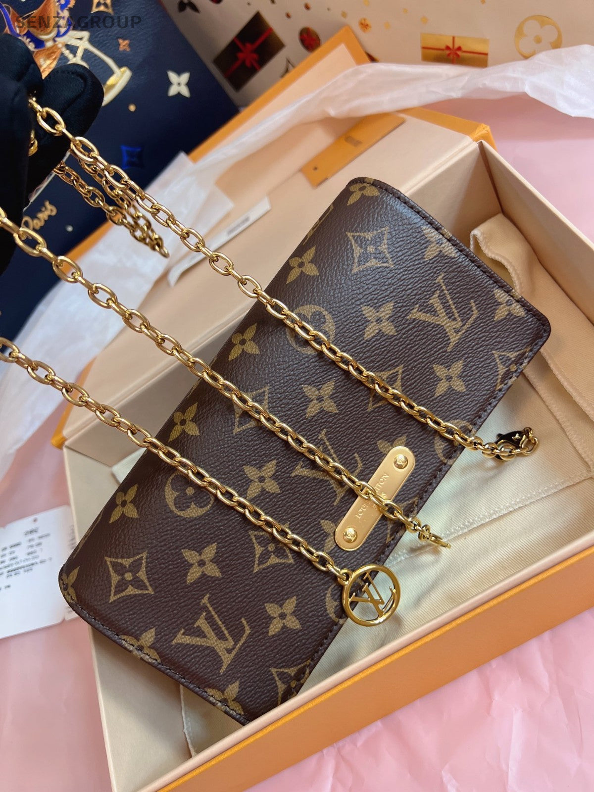 Louis Vuitton Lily Woc Monogram Chain Shoulder bag Brown Chip Version Brand NEW