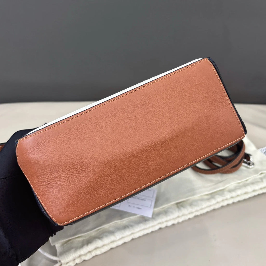 Loewe Puzzle Mini Top Handle Shoulder Crossbody Bag Navy Brown Women