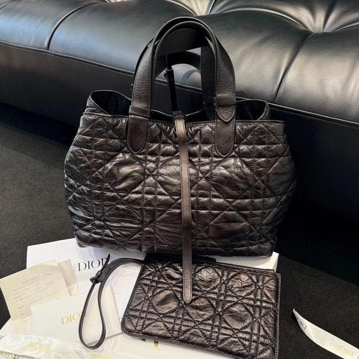 Christian Dior Toujours Tote Cannage Calfskin Top Handle Shoulder Bag D