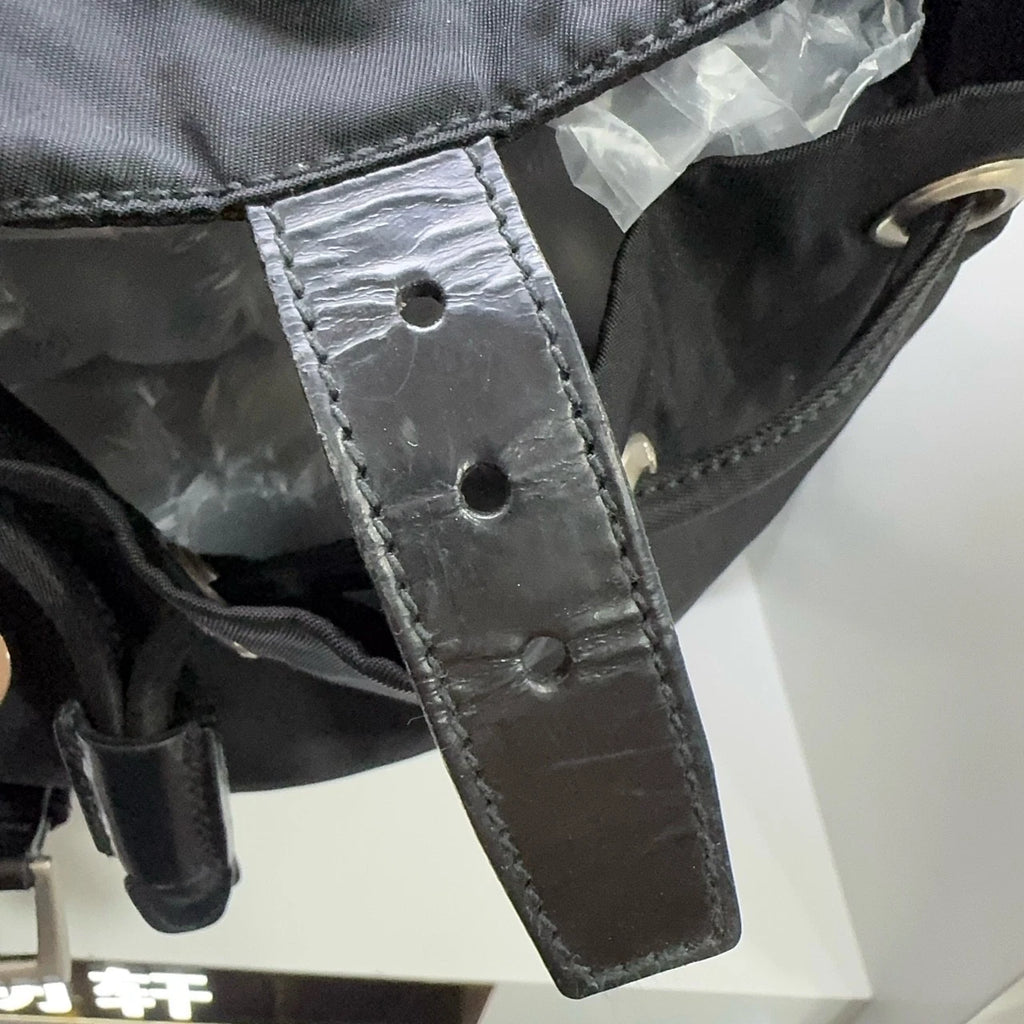 PRADA Black Nylon Parachute Backpack Handbag For Women