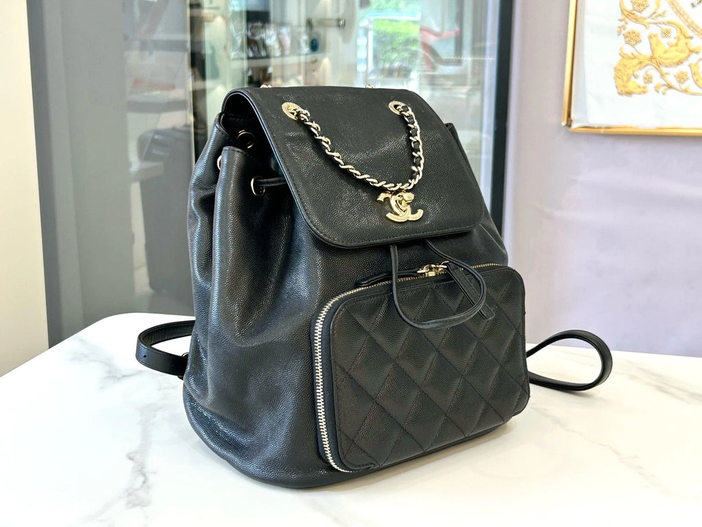 CHANEL Business Affinity Black Gold Backpack For Women