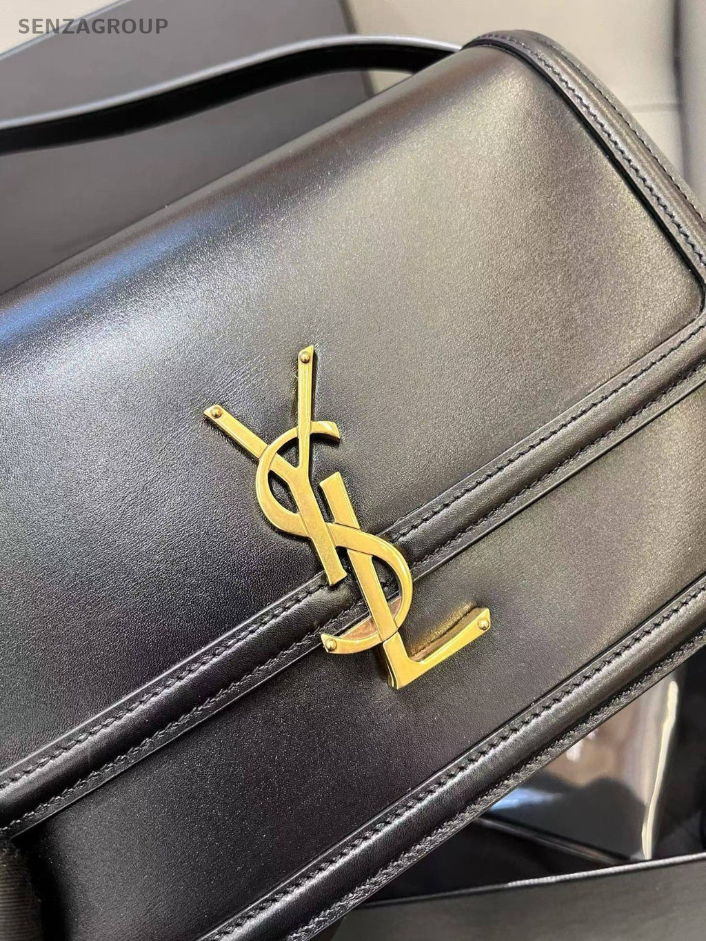 Saint Laurent Solferino 2Way Shoulder Bag Crossbody Black Gold Women Classic