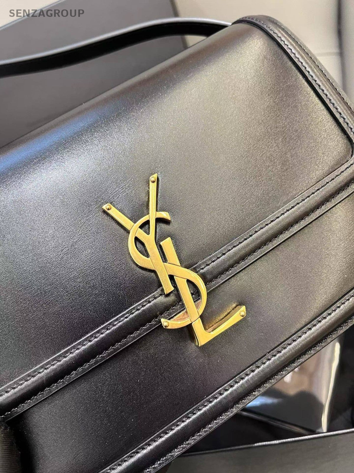 Saint Laurent Solferino 2Way Shoulder Bag Crossbody Black Gold Women Classic