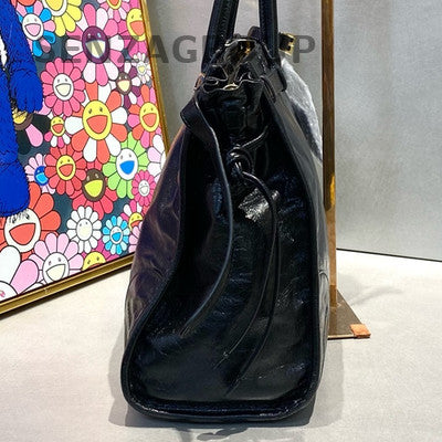 Prada Softlux Large Bonnie Shoulder Bag Black Gold Women's