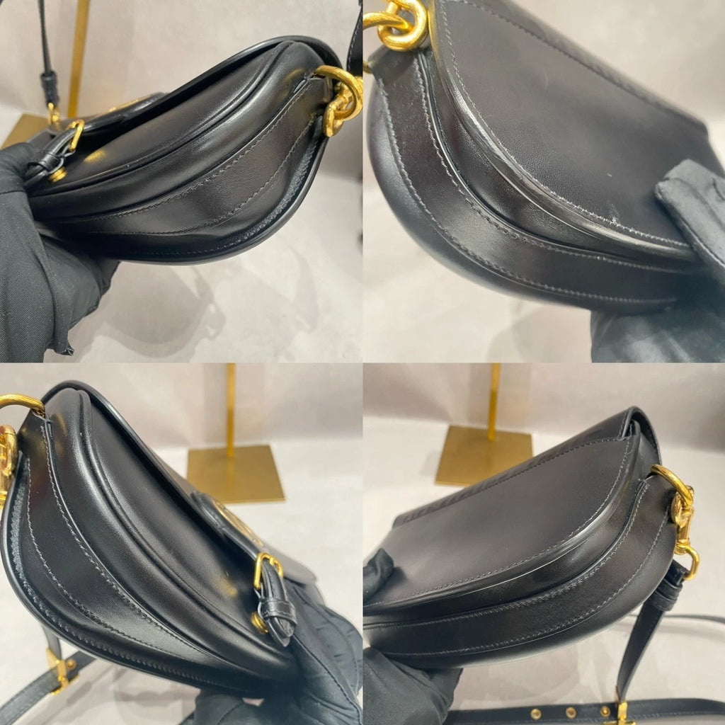 Dior Bobby Black Gold Crescent Shoulder Bag For Women