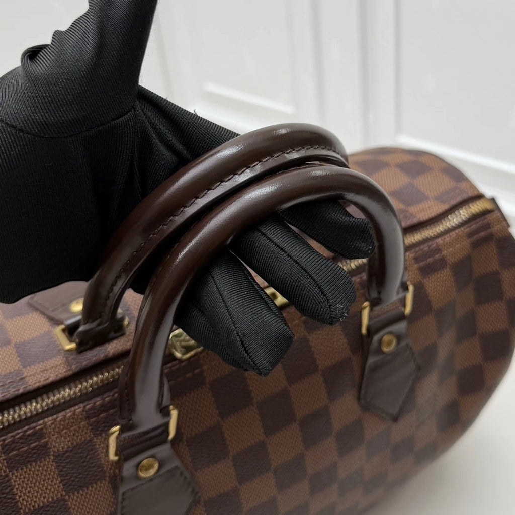 Louis Vuitton Speedy 30 Damier Ebene Top Handle Crossbody Bag Brown Women