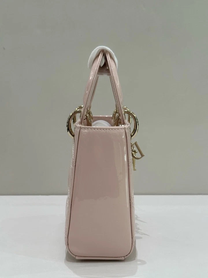 Dior Lady Dior Leather Pink Top Handle Excellent