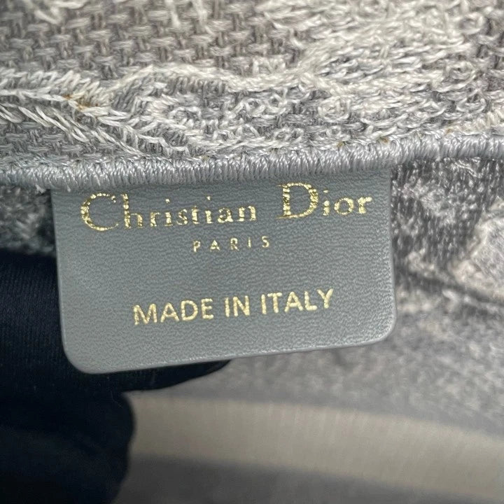 Christian Dior Book Tote MM Tote Top Handle Bag Gray Used Women Classic