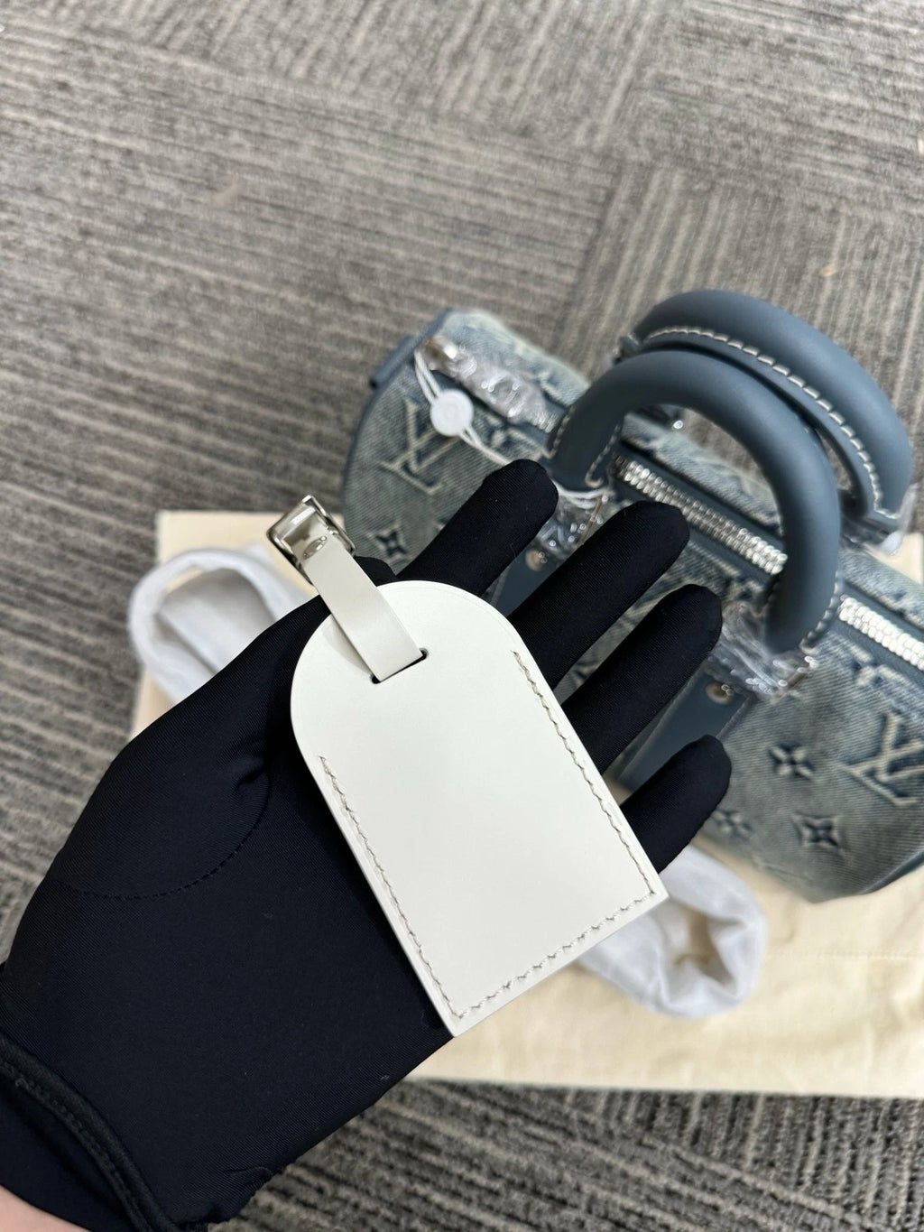 Louis Vuitton Keepall 25 Denim Logo Handbag For Women