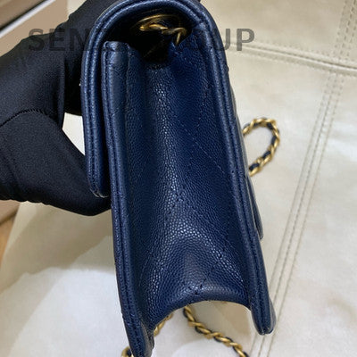 Chanel Navy Blue Quilted Chain Shoulder Bag Classic Women's Bag