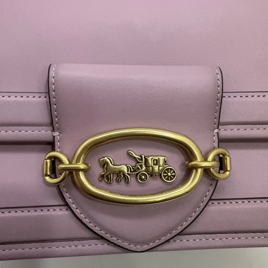 Coach Hero 22 Solid Purple Leather Flap Handbag Crossbody For Women