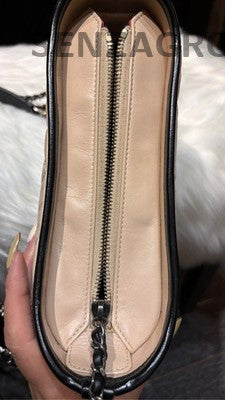 Chanel Beige & Black Small Gabrielle Hobo Bag Quilted Chain Shoulder Bag